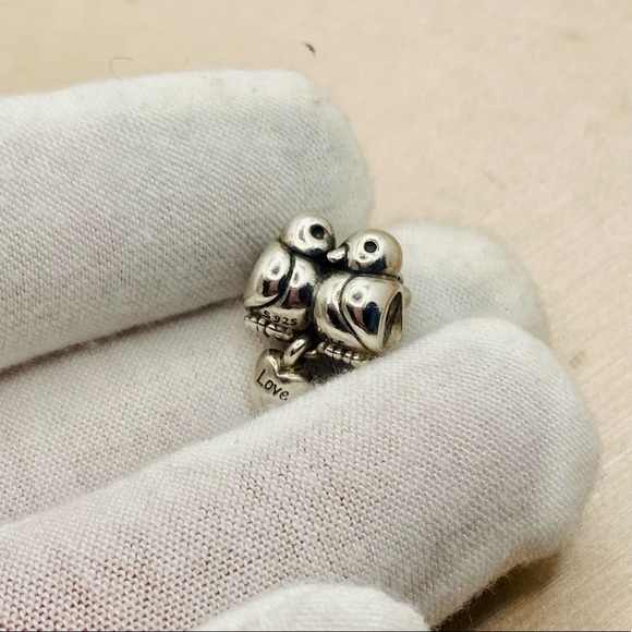 EUC Pandora 791033 Sterling Silver Love Birds w/ Dangling Heart Charm - Picture 4 of 8